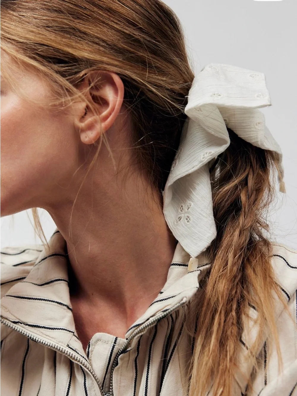 Free People Atalia Square Scrunchie. NWT. White